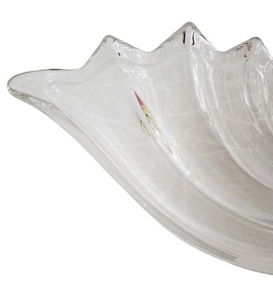 Mikasa Crystal Clearwater Nautilus 13" serving bowl in clear and frosted glass, vintage