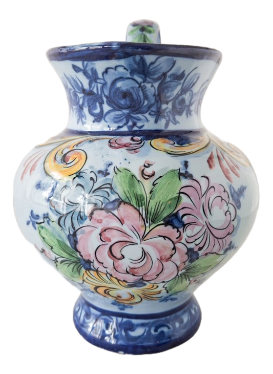 Handpainted Alcobaça pitcher from Portugal, vintage