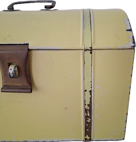 Large antique food storage tin