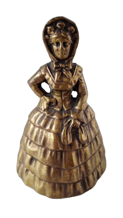 Brass bell in the shape of a lady with petticoat, vintage