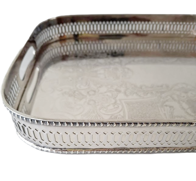 Silver-plated gallery tray by Barker Ellis, vintage