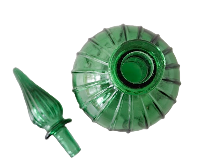 Green Empoli glass carafe from Italy, vintage