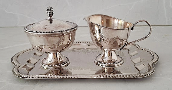 Silverplated milk and sugar set, vintage