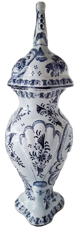 Delft urn with lid ("lockurna"), vintage