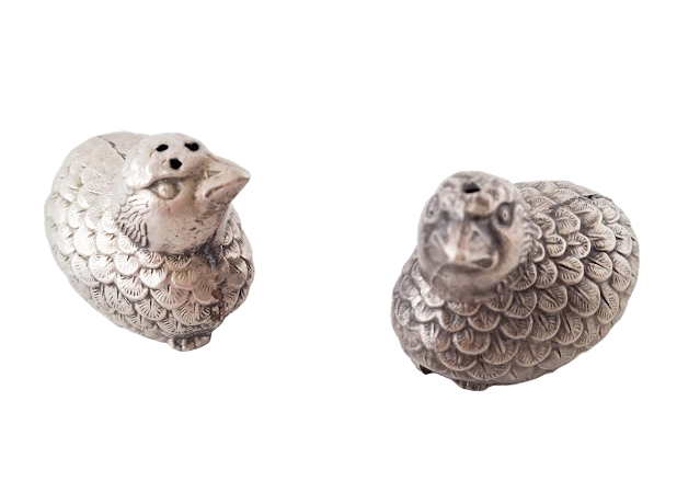 Italian salt and pepper shakers in a fierce bird shape, vintage