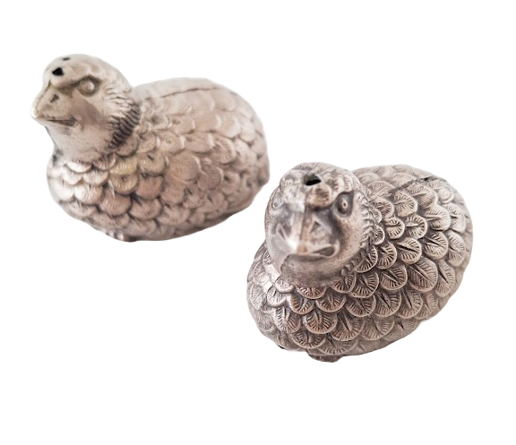Italian salt and pepper shakers in a fierce bird shape, vintage