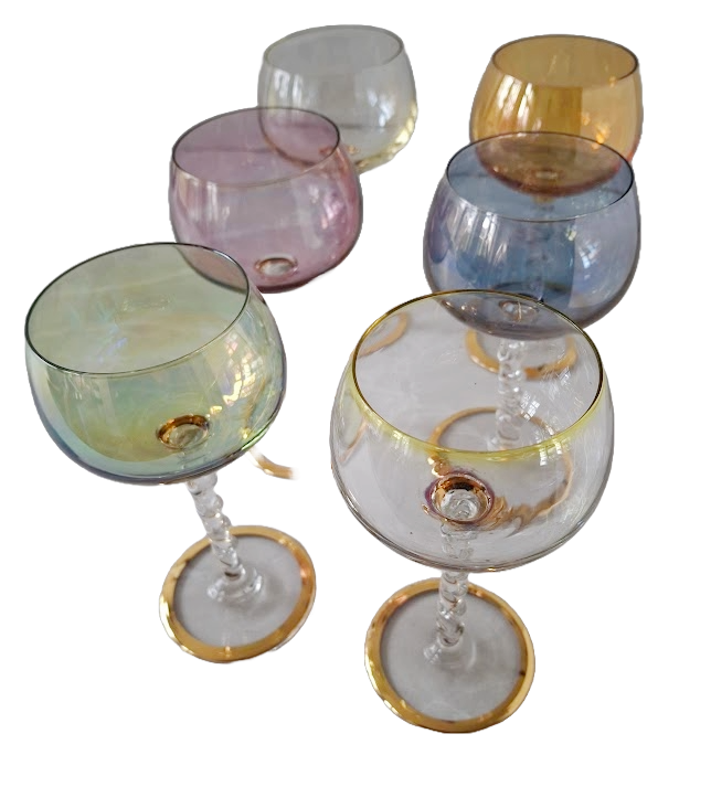 6 Antique crystal wine glasses from Hartzviller