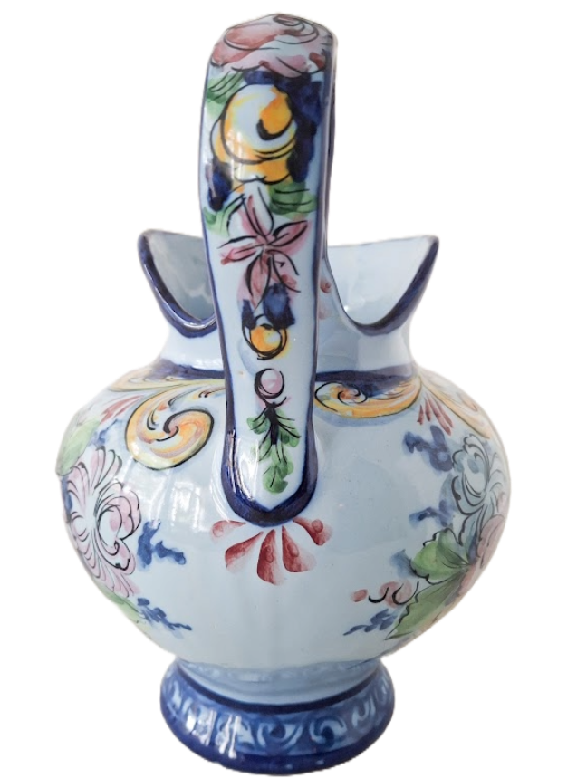 Handpainted Alcobaça pitcher from Portugal, vintage