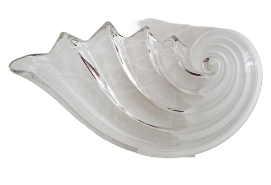 Mikasa Crystal Clearwater Nautilus 13" serving bowl in clear and frosted glass, vintage