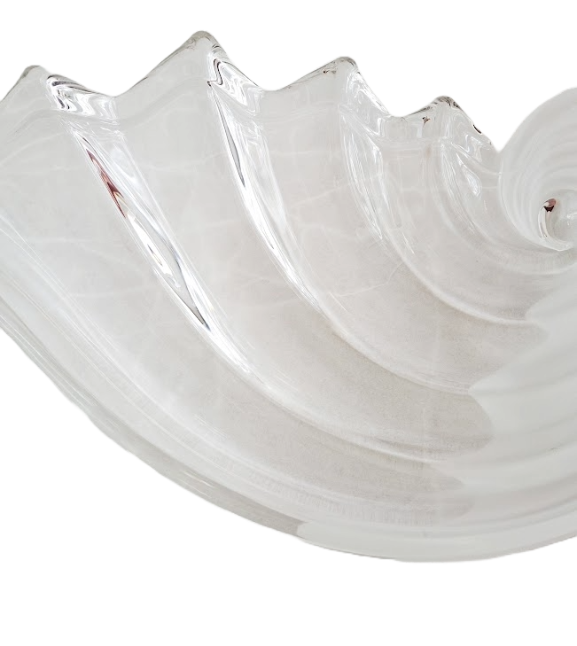 Mikasa Crystal Clearwater Nautilus 13" serving bowl in clear and frosted glass, vintage