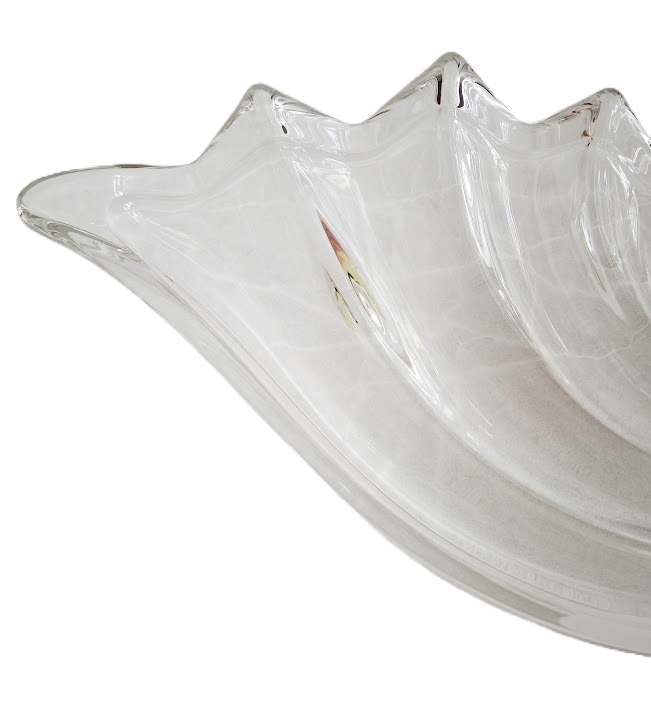 Mikasa Crystal Clearwater Nautilus 13" serving bowl in clear and frosted glass, vintage