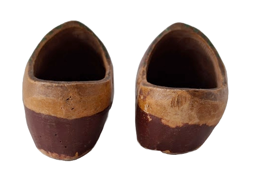 Pair of children's wooden clogs from the Netherlands, vintage