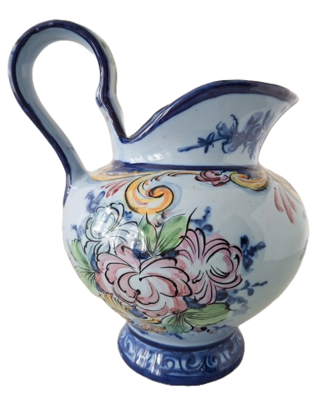 Handpainted Alcobaça pitcher from Portugal, vintage