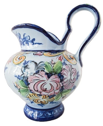 Handpainted Alcobaça pitcher from Portugal, vintage