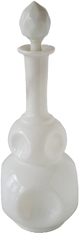 White opaline glass decanter from France, vintage