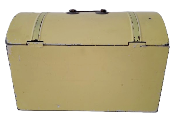 Large antique food storage tin