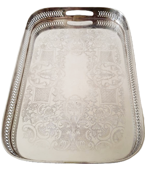 Silver-plated gallery tray by Barker Ellis, vintage