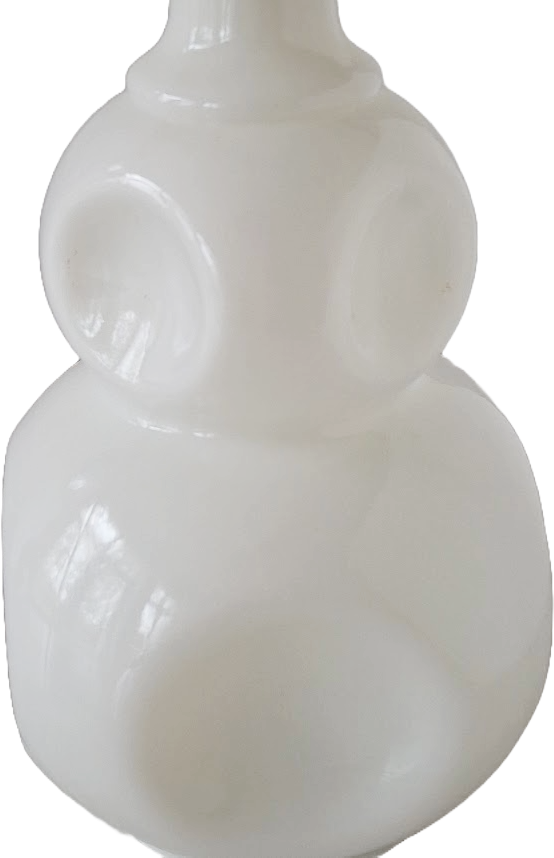 White opaline glass decanter from France, vintage