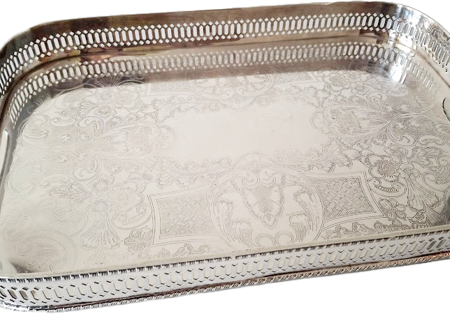 Silver-plated gallery tray by Barker Ellis, vintage