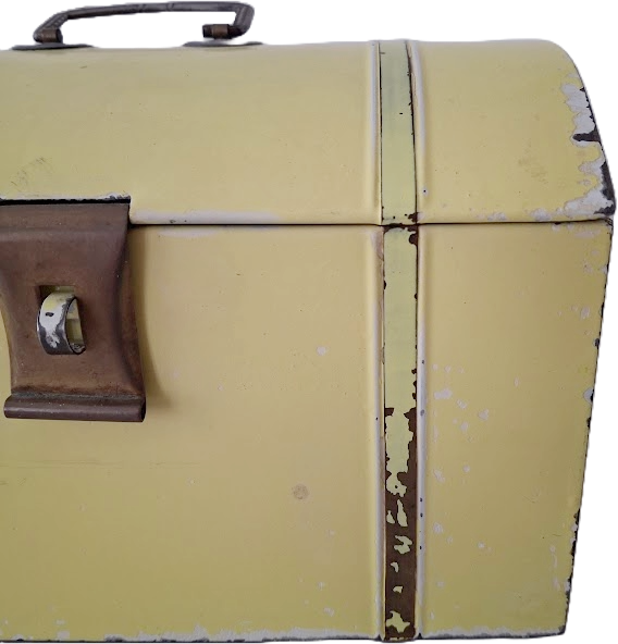 Large antique food storage tin