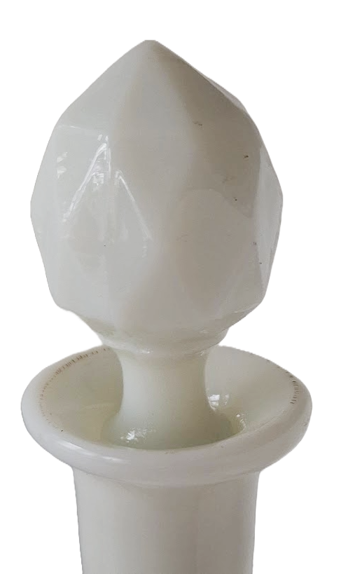 White opaline glass decanter from France, vintage