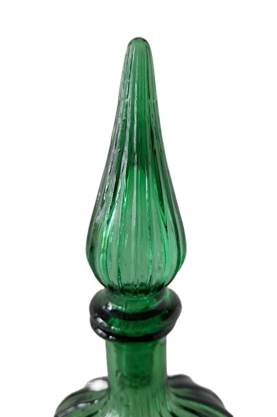 Green Empoli glass carafe from Italy, vintage