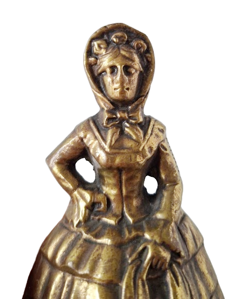Brass bell in the shape of a lady with petticoat, vintage