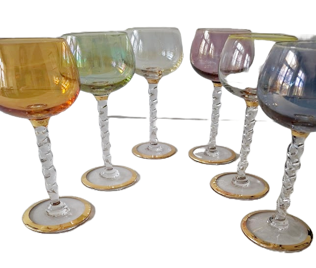 6 Antique crystal wine glasses from Hartzviller