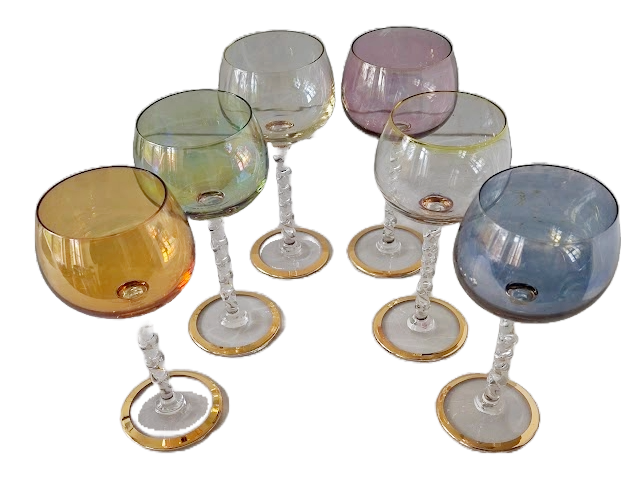 6 Antique crystal wine glasses from Hartzviller