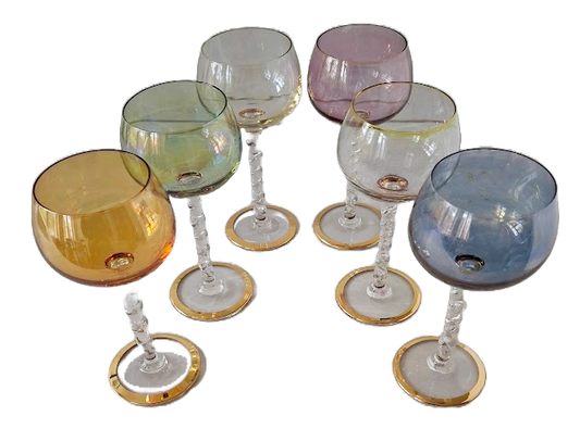 6 Antique crystal wine glasses from Hartzviller