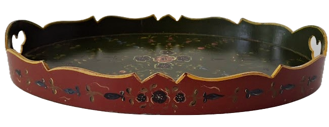 Hand-painted Dutch folk art wooden serving tray, vintage