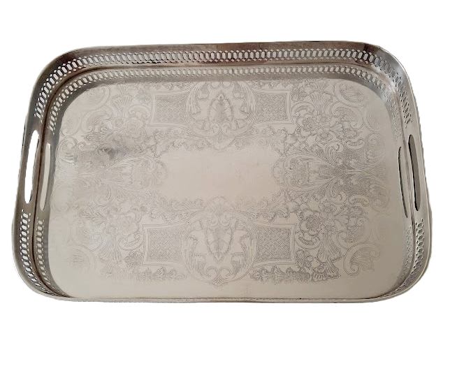 Silver-plated gallery tray by Barker Ellis, vintage