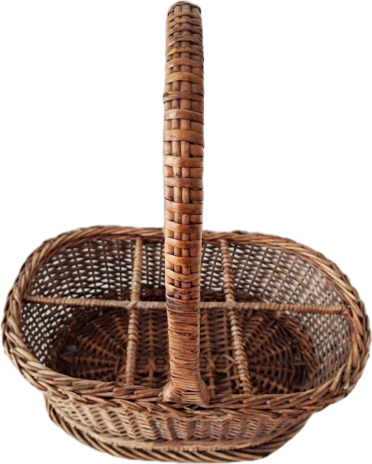 Wicker basket for 6 bottles, vintage