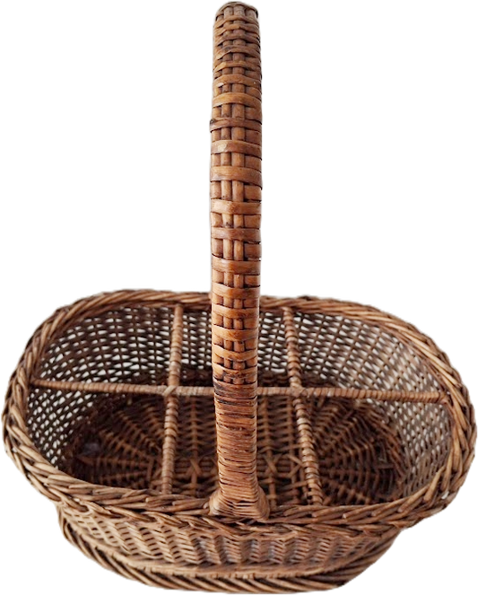 Wicker basket for 6 bottles, vintage