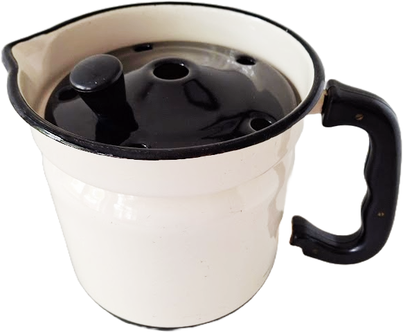 Enameled milk steamer, vintage