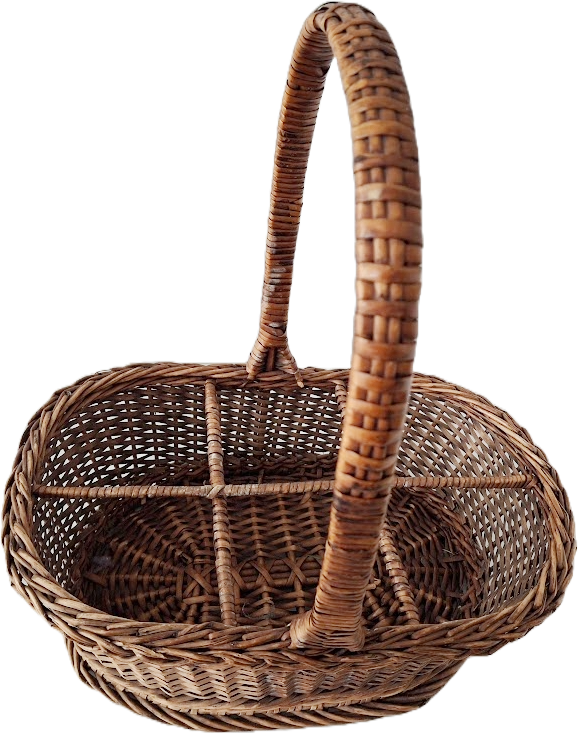 Wicker basket for 6 bottles, vintage
