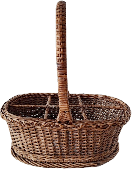 Wicker basket for 6 bottles, vintage