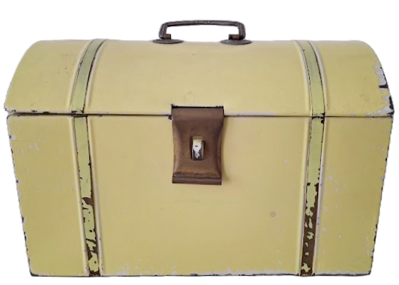 Large antique food storage tin