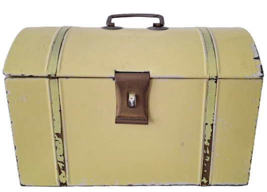 Large antique food storage tin