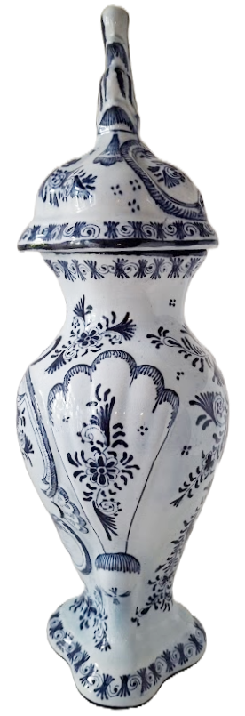 Delft urn with lid ("lockurna"), vintage