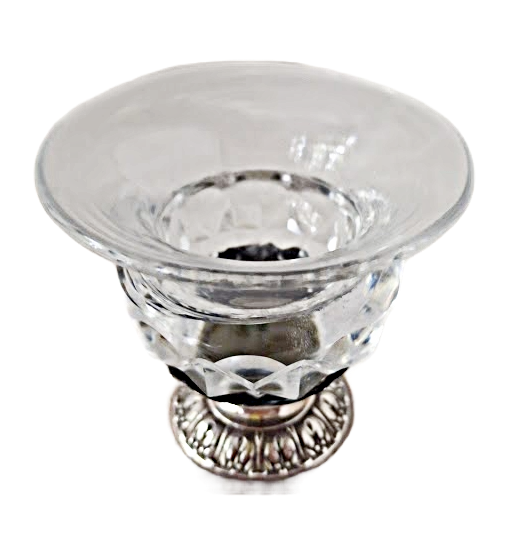 Silver and cut glass salt cellar from the early 19th century, antique