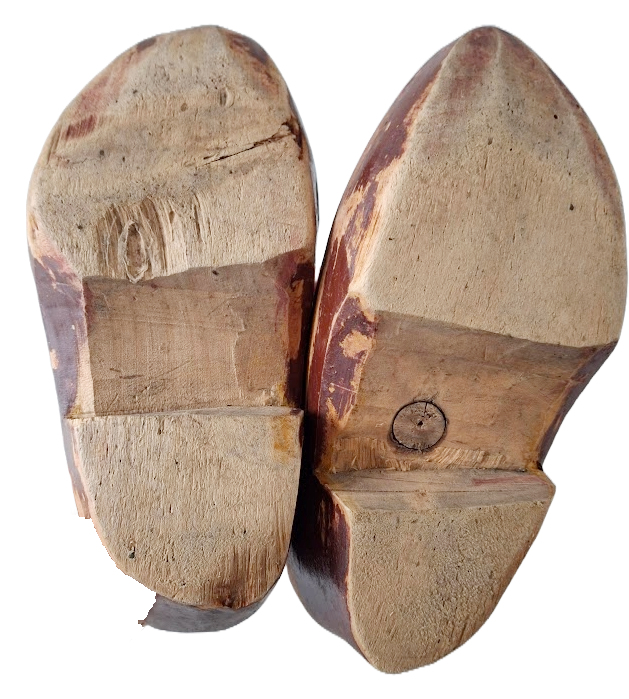 Pair of children's wooden clogs from the Netherlands, vintage