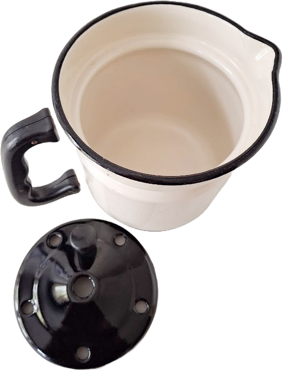 Enameled milk steamer, vintage