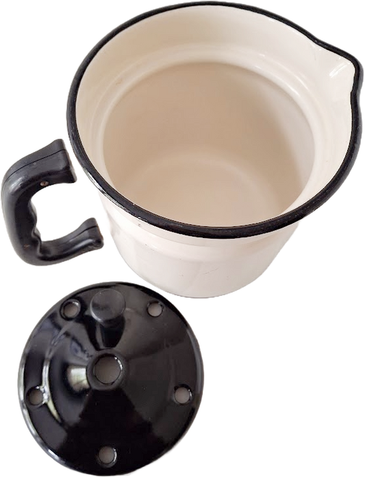 Enameled milk steamer, vintage