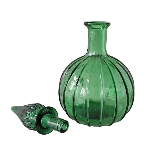 Green Empoli glass carafe from Italy, vintage