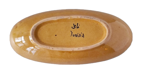 Oval ceramic bowl from Tunisia, vintage