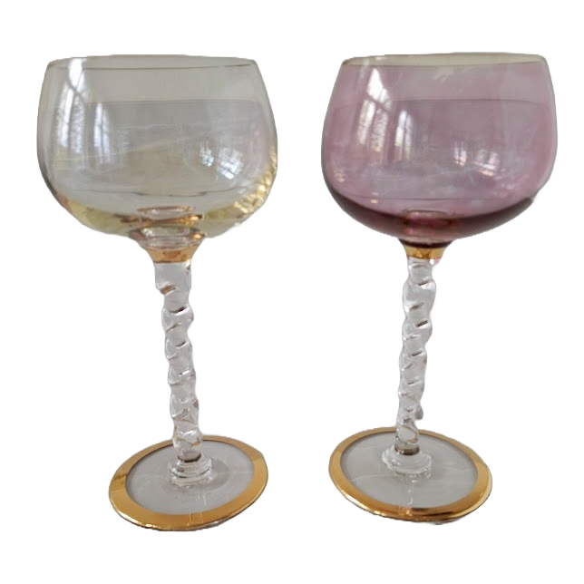 6 Antique crystal wine glasses from Hartzviller