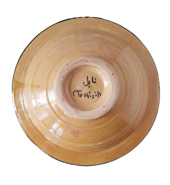 Round ceramic bowl from Tunisia, vintage
