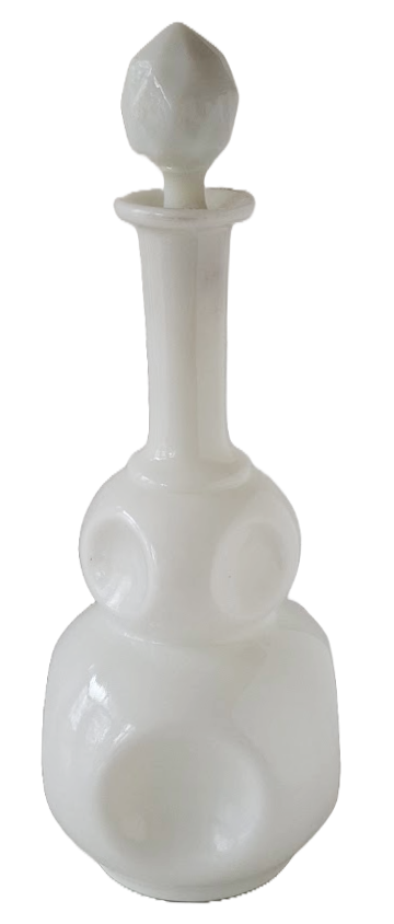 White opaline glass decanter from France, vintage