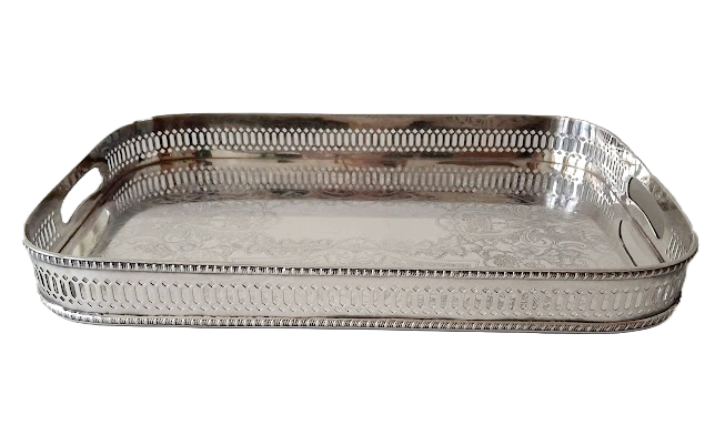 Silver-plated gallery tray by Barker Ellis, vintage